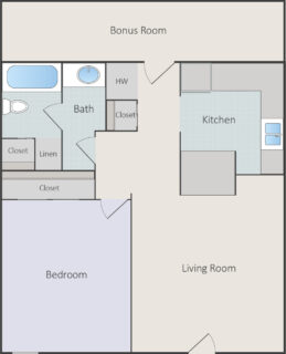 1 Bed / 1 Bath / 875 sq ft / Availability: Not Available / Deposit: $700 / Rent: $1,100